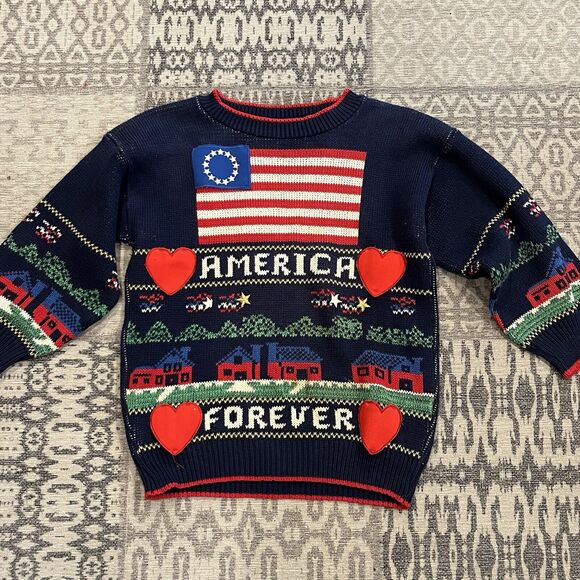 Sweater Loft Womens Patriotic Sweater Small Vintage America Forever Made In USA - Picture 3 of 11